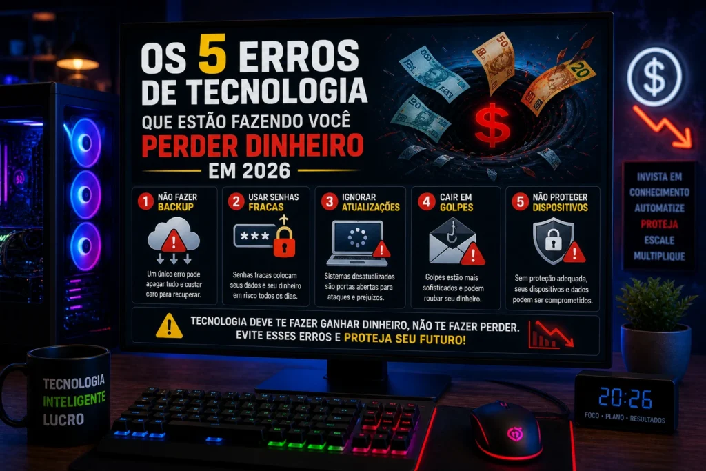 💸 Os 5 Erros de Tecnologia Que Estão Fazendo Você Perder Dinheiro em 2026 (E Como Corrigir Hoje Mesmo)